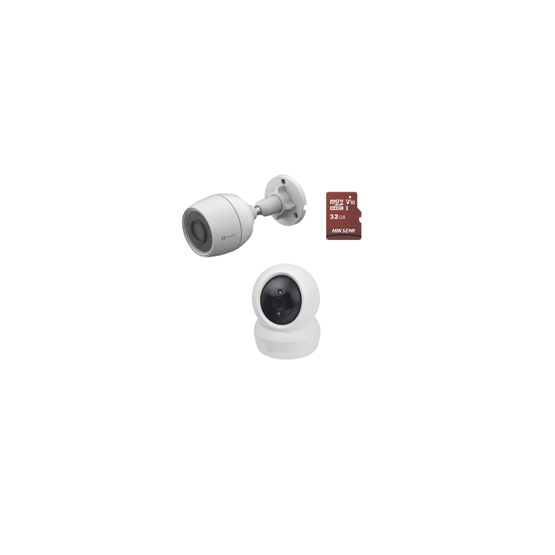 Kit de cámaras WiFi / Incluye 1 pieza C6N  Para Uso en Interior / 1 pieza CS-H3C Para Uso en Exterior / 1 PZA Micro SD HS-TF-E1/32G / Detección de Movimiento / Notificaciones Instantáneas 