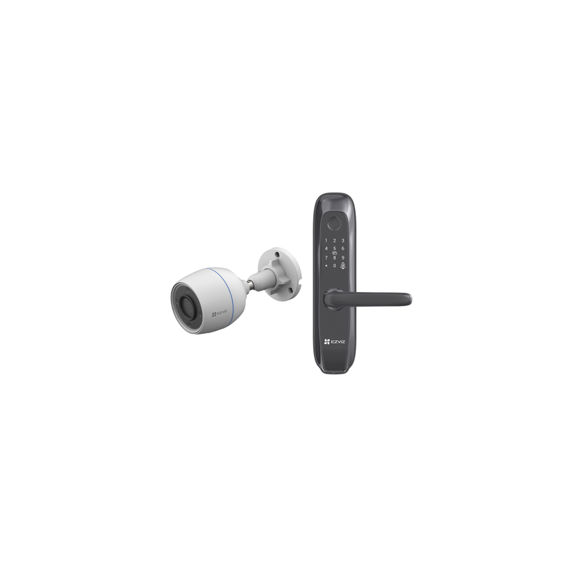 Kit de Cerradura Inteligente con Cámara IP Wi-Fi modelo CS-H3C / Apertura Remota desde la App / Códigos Temporales Para Visitantes / Lectura de Huella / Lectura de Tag / Contraseña /  Botón para Timbrar / Alarma Anti-intrusion 
