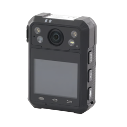 Body Camera Portátil / Grabación a 1920 × 1080p / Pantalla Frontal 1.77" TFT / Conexión Remota 4G / WiFi / GPS / Fotos de Hasta 40 Megapixel / IP68 / H.265 / 128 GB de Almacenamiento / Microfono Integrado