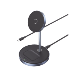 Soporte de Carga Inalámbrica | 3 en 1 | Compatible con MagSafe | Perfecto para iPhone y  AirPods | Carga Rápida Adaptativa /Simultanea | Múltiples Protecciones | Luz Indicadora LED | Aleación de Aluminio | Incluye Cable