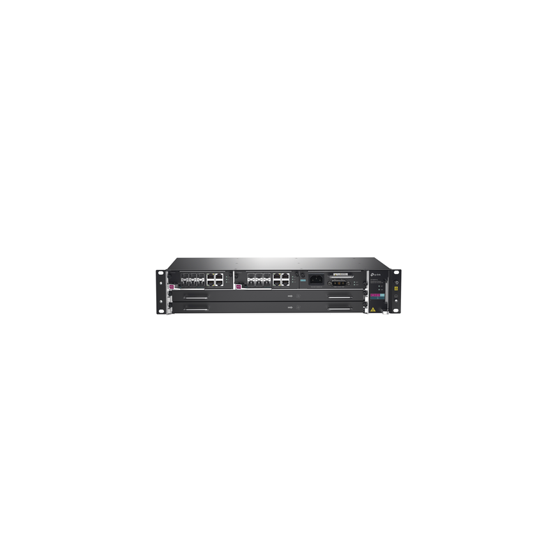 DeltaStream - OLT Módular GPON / Conexión de hasta 4,096 ONUs / 2 Tarjetas Main / Puertos Gigabit RJ45 Uplink / 4 Puertos SFP+ Uplink / Fuente Redundante AC- DC (incluida) / Administración desde la nube (DPMS)