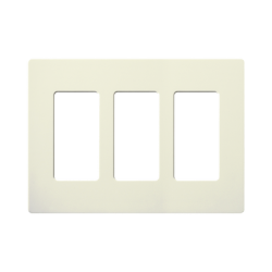 Placa de pared 3 espacios, color blanco, para atenuador (dimmer), switch ó control remoto PICO inalámbrico.
