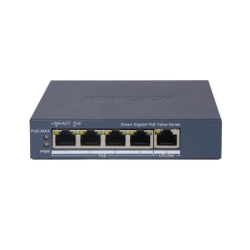 Switch Gigabit PoE+ / Monitoreable / 4 Puertos 1000 Mbps PoE+ / 1 Puerto 1000 Mbps Uplink / Configuración Nube Hik-PartnerPro / Modo Extendido hasta 300 Metros / 45 Watts