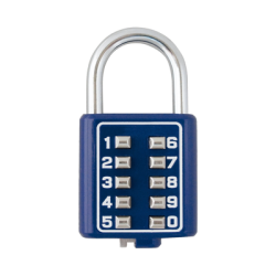 Candado Digital de Combinación M40 / No Requiere Llave / Combinación única integrada por 4 dígitos / Color Azul.