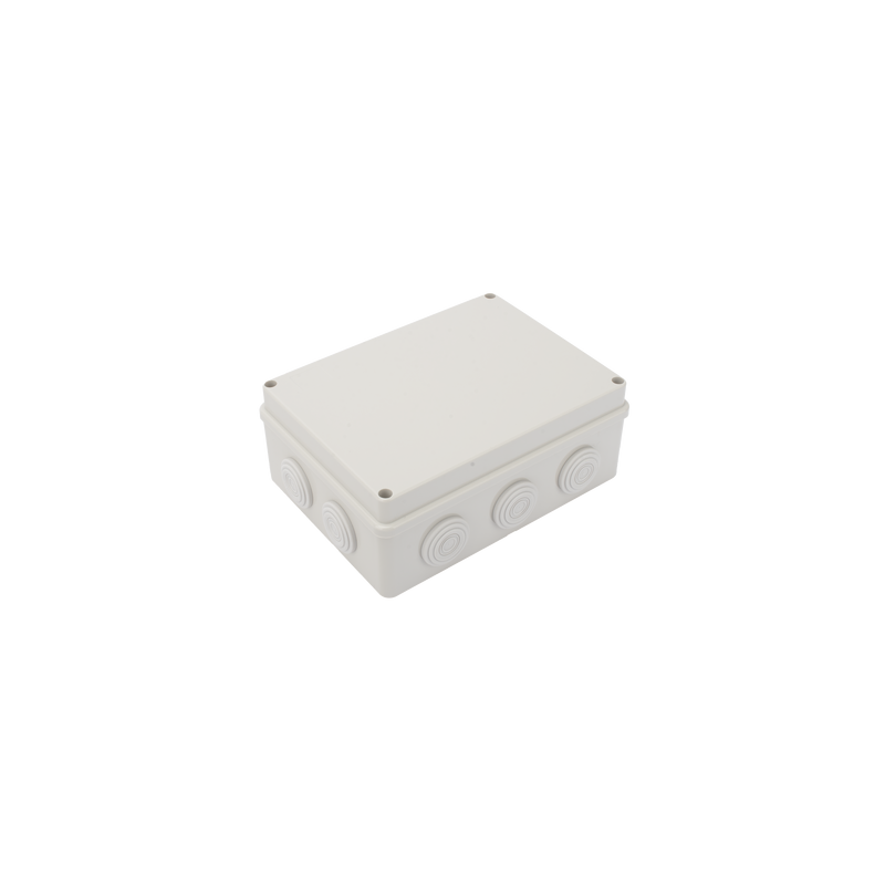 Caja Derivación-Conexión de Plástico (140 X 190 X 76 mm) con 10 Glándulas de Goma. Para Instalaciones Comerciales, Residenciales e Industriales. Incluye Tornillería para su Tapa. Funciona También como Registro.