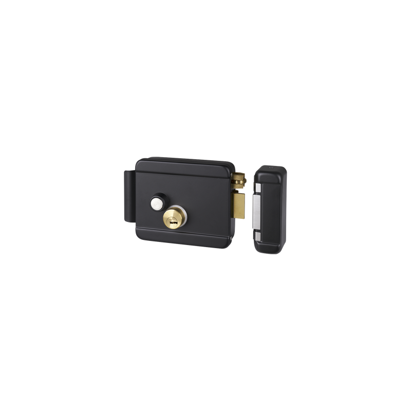 Cerradura Eléctrica con Botón de Salida / Incluye Llave  / Exterior / Derecha / Color Negro