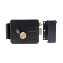 Cerradura Eléctrica con Botón de Salida / Incluye Llave  / Exterior / Derecha / Color Negro