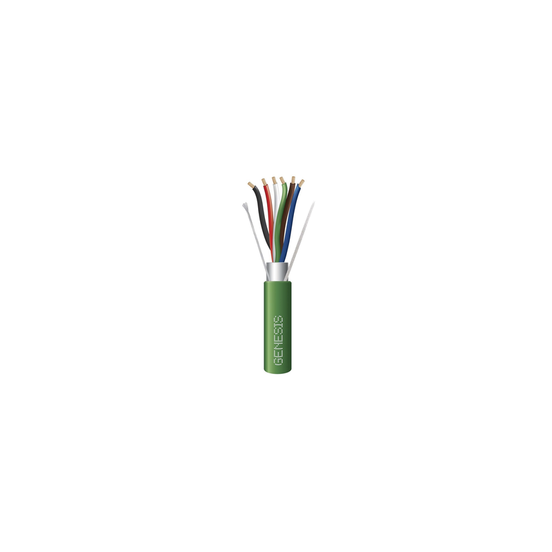 Bobina de 305 Metros de Cable 6 x 22 AWG / Blindado / Plenum de Color Verde / Para Aplicaciones de Audio, Seguridad y Control