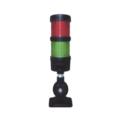 Torre LED Indicadora de estado de 2 niveles color Rojo y Verde, con Buzzer integrado a 85 dB,  a 110-240 VCA con Montaje incluido de 60 mm de diámetro