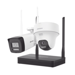 Kit IP Inalámbrico 4 Megapixel / NVS 4 Canales / 1 Cámara Bala Exterior + 1 Cámara Turret Interior con Lente 2.8 mm y Dual Light / Audio Bidireccional (Micrófono y Bocina) / Soporta Micro SD de 512 GB