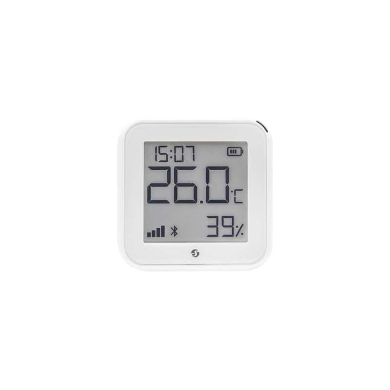 Pantalla Sensor de temperatura y humedad, inteligente e inalámbrico, integrable a la App de Shelly.