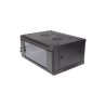 Gabinete para Montaje en Pared - Piso / Puerta de Cristal Templado / Cuerpo Fijo / 4 Unidades de Rack / 19" / Fabricado en Acero