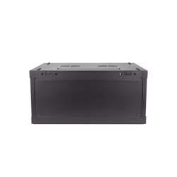 Gabinete para Montaje en Pared - Piso / Puerta de Cristal Templado / Cuerpo Fijo / 4 Unidades de Rack / 19" / Fabricado en Acero