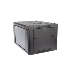 Gabinete para Montaje en Pared - Piso / Puerta de Cristal Templado / Cuerpo Fijo / 6 Unidades de Rack / 19" / Fabricado en Acero