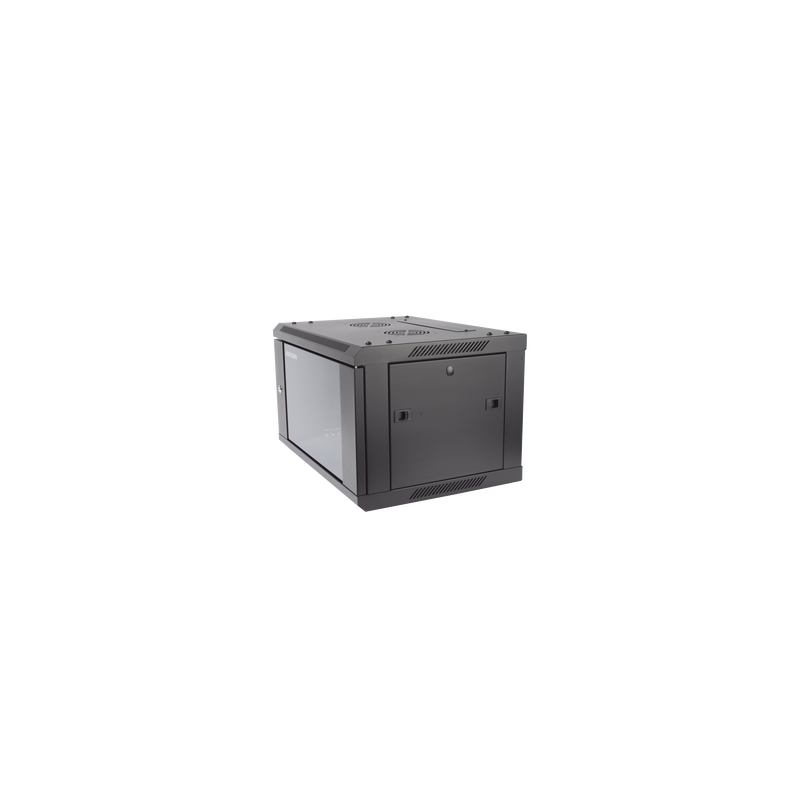 Gabinete para Montaje en Pared - Piso / Puerta de Cristal Templado / Cuerpo Fijo / 6 Unidades de Rack / 19" / Fabricado en Acero