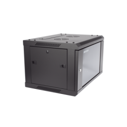 Gabinete para Montaje en Pared - Piso / Puerta de Cristal Templado / Cuerpo Fijo / 6 Unidades de Rack / 19" / Fabricado en Acero