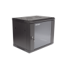 Gabinete para Montaje en Pared - Piso / Puerta de Cristal Templado / Cuerpo Fijo / 9 Unidades de Rack / 19" / Fabricado en Acero