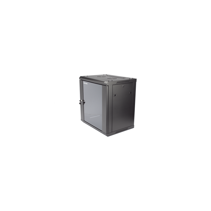 Gabinete para Montaje en Pared - Piso / Puerta de Cristal Templado / Cuerpo Fijo / 12 Unidades de Rack / 19" / Fabricado en Acero
