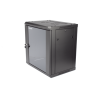 Gabinete para Montaje en Pared - Piso / Puerta de Cristal Templado / Cuerpo Fijo / 12 Unidades de Rack / 19" / Fabricado en Acero