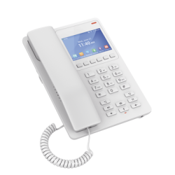 Teléfono IP WiFi Hotelero con pantalla LCD a color, 2 líneas SIP con 2 cuentas, codec Opus, IPV4/IPV6, color blanco, con gestión en la nube GDMS