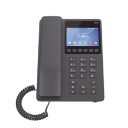 Teléfono IP Hotelero con pantalla LCD a color, 2 líneas SIP con 2 cuentas, codec Opus, IPV4/IPV6, color negro, con gestión en la nube GDMS