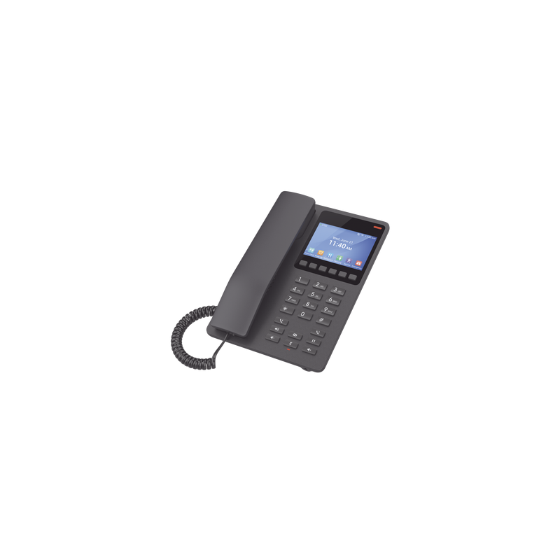 Teléfono IP WiFi Hotelero con pantalla LCD a color, 2 líneas SIP con 2 cuentas, codec Opus, IPV4/IPV6, color negro, con gestión en la nube GDMS