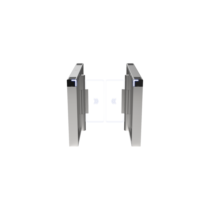 Torniquete Swing PREMIUM / Iluminación LED / 12,000,000 Ciclos MCBF / Incluye Lectores de Tarjeta y Panel de Acceso / 14 Pares de IR / Carril de 90 cms / Compatible con Reconocimiento Facial / Incluye Izquierdo y Derecho