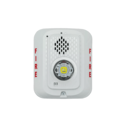 Sirena con Lámpara LED Estroboscópica / a 2 Hilos / Montaje en Pared / 24 Vcd / Configuración Estroboscópica Seleccionable / Texto en Inglés / Color Blanca 