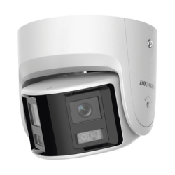 [FlexVu] [PROTECCIÓN ACTIVA] Turret IP 4 Megapixel / 2 Lentes de 2.8 mm (Imagen Panorámica 180°) / 30 mts IR / Exterior IP67 / Luz Intermitente y Alerta de Audio / Audio Bidireccional / ACUSENSE / WDR 120 dB / Micro SD