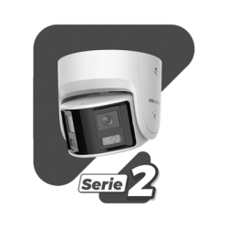 [FlexVu] [PROTECCIÓN ACTIVA] Turret IP 4 Megapixel / 2 Lentes de 2.8 mm (Imagen Panorámica 180°) / 30 mts IR / Exterior IP67 / Luz Intermitente y Alerta de Audio / Audio Bidireccional / ACUSENSE / WDR 120 dB / Micro SD