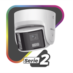 [FlexVu] [PROTECCIÓN ACTIVA] Turret IP 4 Megapixel / 2 Lentes de 2.8 mm (Imagen Panorámica 180°) / 30 mts IR / Exterior IP67 / Luz Intermitente y Alerta de Audio / Audio Bidireccional / ACUSENSE / WDR 120 dB / Micro SD