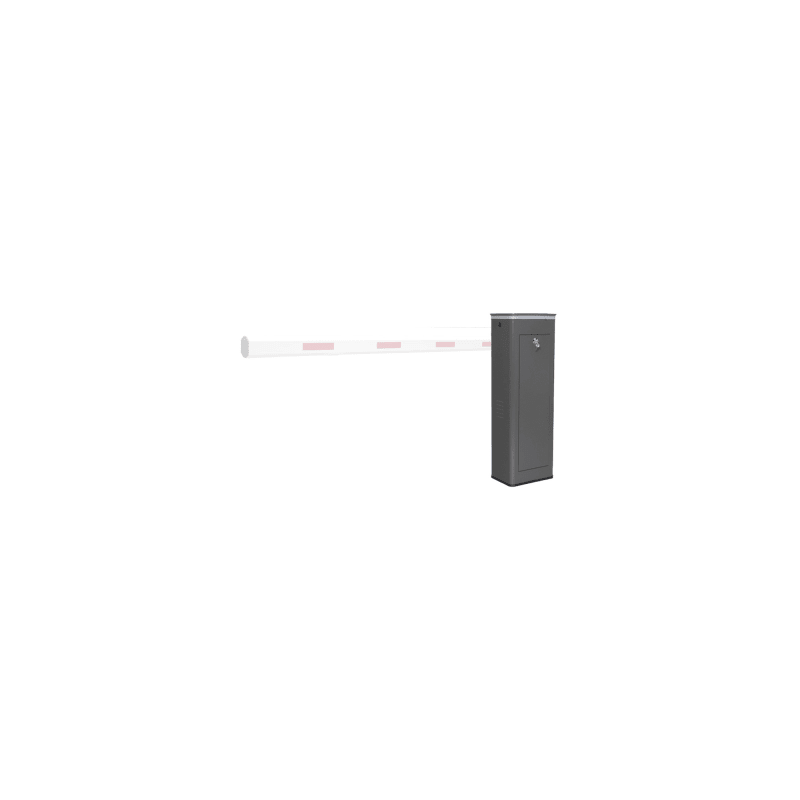 Barrera Vehicular Izquierda / Soporta Brazo de Hasta 5.5 m / Final de Carrera Ajustable por Programación / Movimiento Fluido / Diseño Elegante Color Gris / Con Corona Led Semaforizada 