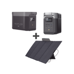 Kit de Estación de Energía Portátil 2048Wh + Batería Externa 2048Wh + Panel Solar Flexible 400W (4096Wh Totales)