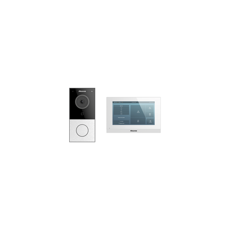 Kit de Videoportero Akuvox WIFI/ Monitor Linux de 7 Pulgadas/ 100% en la Nube / POE / Bluetooth / NFC / Lector de Tarjetas MIFARE / ONVIF / IP65 / Cámara 2 MP / Botón con Iluminación / Control de 1 Puerta / Entradas de Alarma