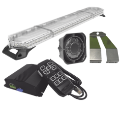 Kit de Sirena, Bocina y Torreta de 48", Con 96 LEDs, Ambar, Ideal para equipar unidades de seguridad privada, minería e industria