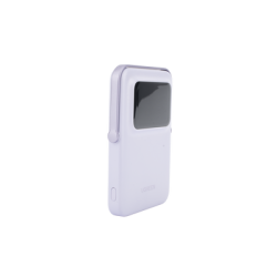 Power Bank Inalambrico | 5000mAh | 7.5W  |  Con Emojis de Estado | Carga Rápida USB-C Bidireccional  | Pantalla TFT  Inteligente | 13 niveles de Proteccion | Con Holder | Color Purple.