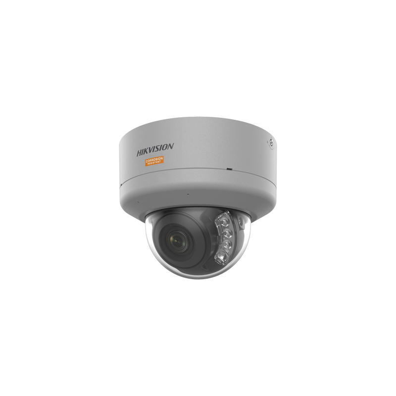 [Dual Light + ColorVu] Domo IP 4 Megapixel / Lente 2.8 mm / Polimero Anticorrosivo (Ideal para Zonas Costeras o Alta Salinidad) / 40 Mts IR + 40 Mts Luz Blanca / 2 Micrófonos Integrados / WDR 130 dB / IP68 / IK10