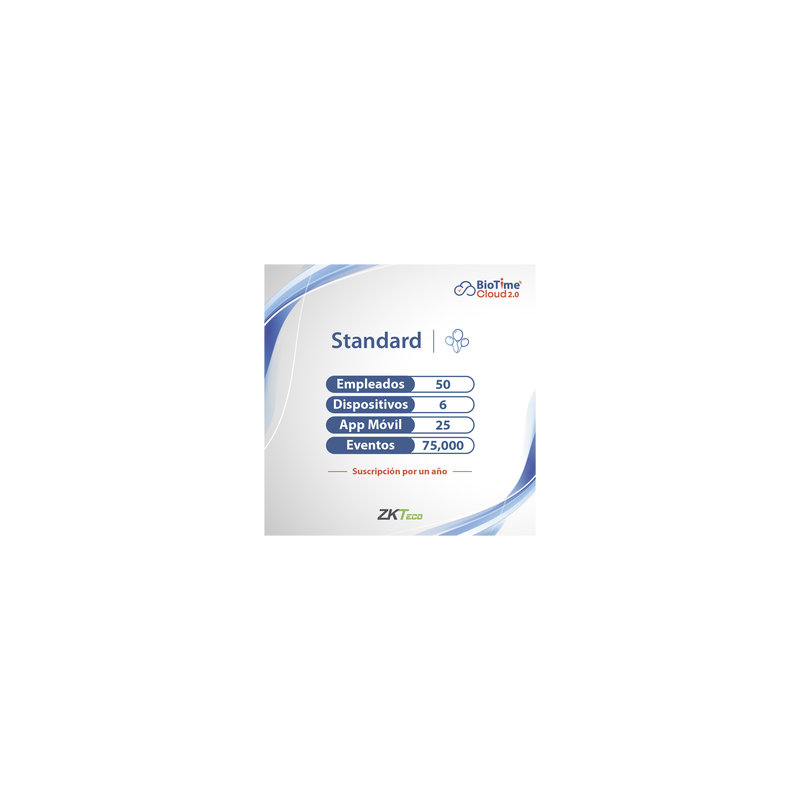 LICENCIA STANDART BIOTIME CLOUD 2.0  / 50 USUARIOS / 6 DISPOSITIVOS (Licencia Anual)
