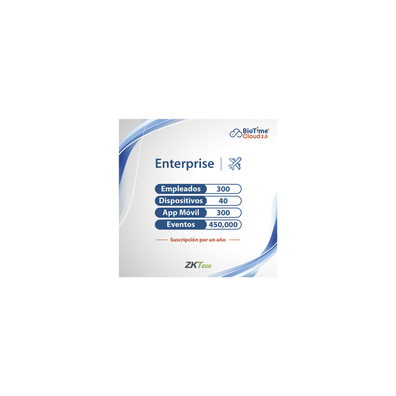 LICENCIA ENTERPRISE BIOTIME CLOUD 2.0  / 300 USUARIOS / 40 DISPOSITIVOS (Licencia Anual)