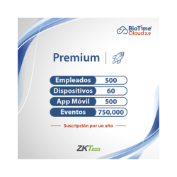 LICENCIA PREMIUM BIOTIME CLOUD 2.0  / 500 USUARIOS / 60 DISPOSITIVOS (Licencia Anual)