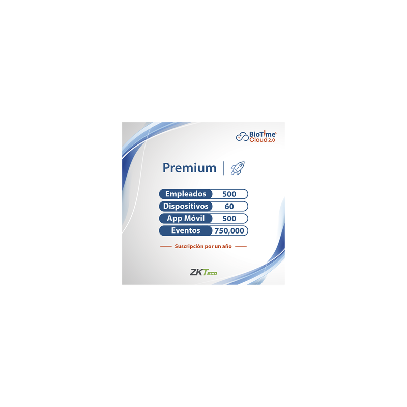 LICENCIA PREMIUM BIOTIME CLOUD 2.0  / 500 USUARIOS / 60 DISPOSITIVOS (Licencia Anual)