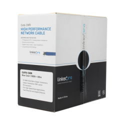 Bobina de cable de 305 metros Cat6+, CMR, CALIBRE 23 ALTO RENDIMIENTO, ETL,UL, color azul, super flexible, para aplicaciones de video vigilancia, video HD, y redes de datos. Uso interior.