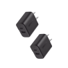 Cargador rápido de 20 W y 2 puertos, paquete de 2, negro, EE. UU.