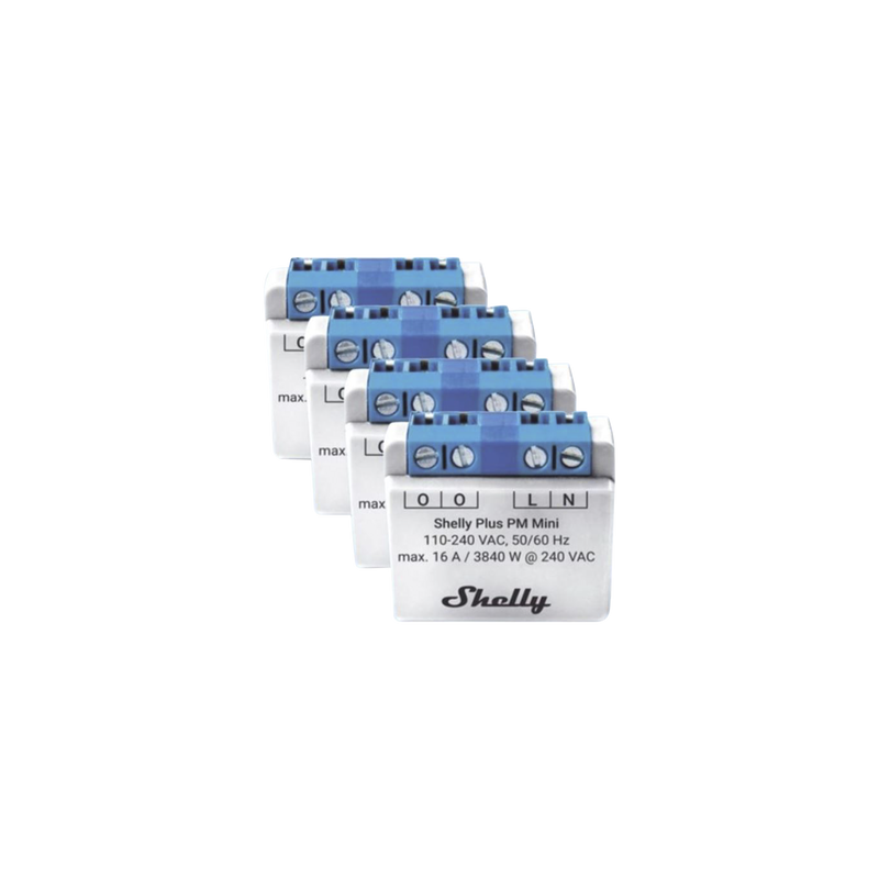 KIT 4 piezas El medidor de potencia más pequeño,  inteligente con Wi-Fi, medición de consumo, 1 canal 16A,