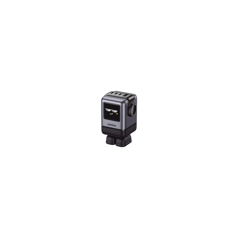 Cargador RobotGaN de 100W Serie UNO | 4 Puertos de Carga Rápida | 3 USB-C | 1 USB-A | PD 3.0 | QC 4.0 | Carga Inteligente | Tecnología GaN II | Zapato Magnético Extraíble | Carcasa Ignifuga | Pantalla LED