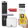 Kit Cerradura con manija YMF40A y HUB, Apertura por,  Código, Biometría y apertura por SMARTPHONE, Para puertas de 35 a 90 mm de espesor