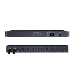 PDU ATS (Fuente Redundante Auto-transferible) Medible, Para Distribución de Energía, 2 Entradas 120 Vca NEMA5-15P, Con 10 Salidas NEMA 5-15R, Horizontal 19in, 1UR