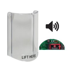 Cubierta Protectora De Policarbonato, Súper Resistente, Con Sonido, Texto En Ingles, Para Botones Multiusos Serie Stopper® Station De STI