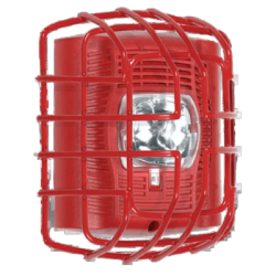 Protector De Rejilla Anti Vandalismo Y Golpes Accidentales, Color Rojo, Para Sirenas/Estrobos/Bocinas System Sensor, Montaje a Ras, 7.40"Altox6.15"Anchox3.39"Profundidad