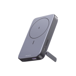 Power Bank MagSafe de 10000mAh NEXODE | 20W | 1 USB-C | 1 USB-A | Carga Rápida bidireccional | Soporta modo Standby | Soporte Plegable |  Ultra Delgado | Ultra ligero | Compatible con iPhone 15/14/13/12 | Color Gris.
